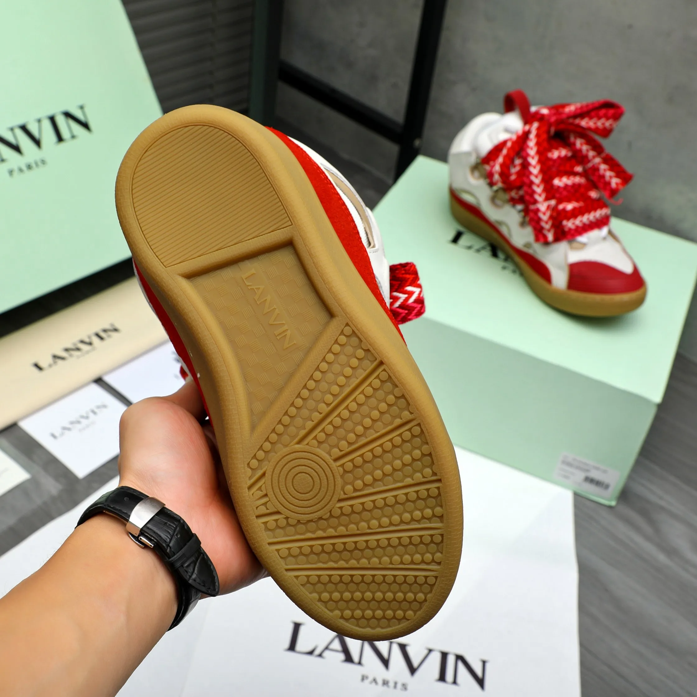 Men's shoes 💰740 [Lanvin] Lanvin high-end quality original couple's casual shoes - Upper: imported cowhide leather splicing breathable mesh - Inner lining: Lycra elastic lining - Outsole: original rubber outsole - Super high quality control·Fine workmanship: highlighted (high-end·luxury·grade) -Size: 36-45 (45 can be customized)